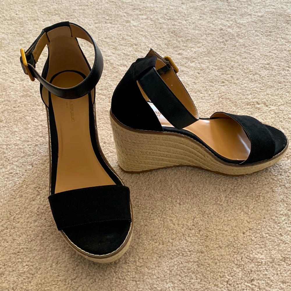 Banana Republic Black Woven Wedges